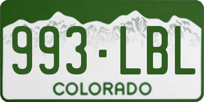CO license plate 993LBL