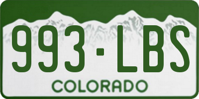 CO license plate 993LBS