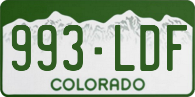 CO license plate 993LDF