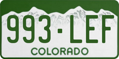 CO license plate 993LEF