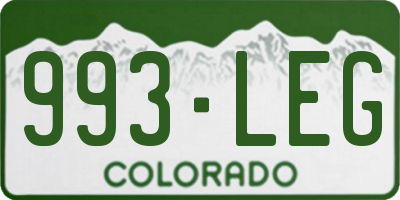 CO license plate 993LEG