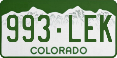 CO license plate 993LEK