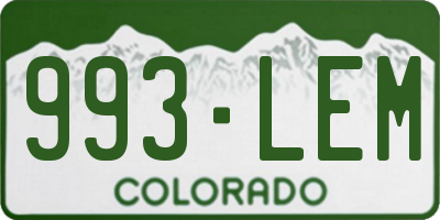 CO license plate 993LEM