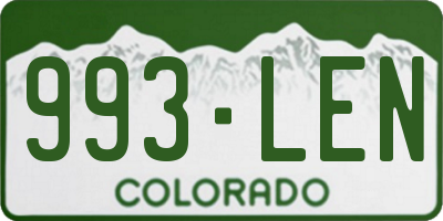 CO license plate 993LEN