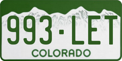 CO license plate 993LET