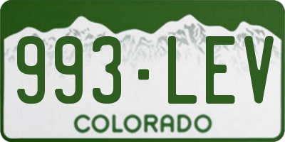 CO license plate 993LEV