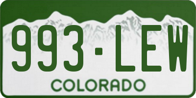 CO license plate 993LEW