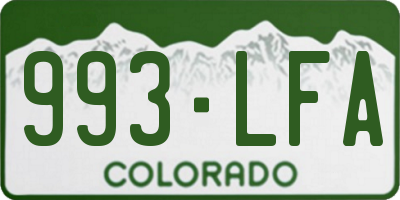 CO license plate 993LFA