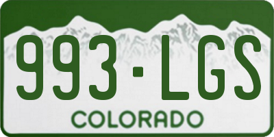 CO license plate 993LGS