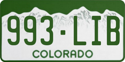 CO license plate 993LIB