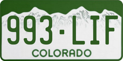 CO license plate 993LIF