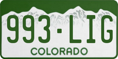 CO license plate 993LIG