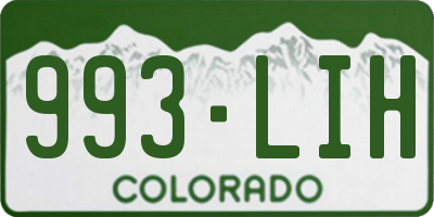 CO license plate 993LIH