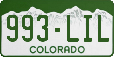 CO license plate 993LIL