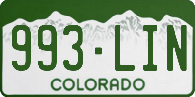 CO license plate 993LIN