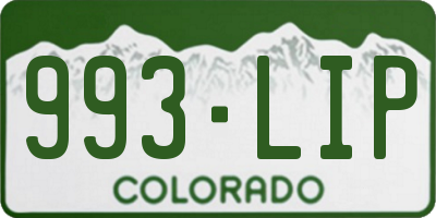 CO license plate 993LIP