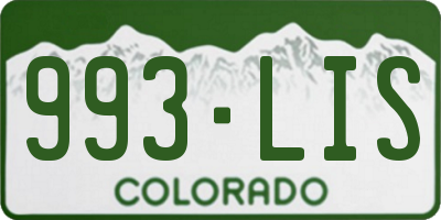 CO license plate 993LIS