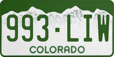 CO license plate 993LIW