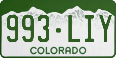CO license plate 993LIY