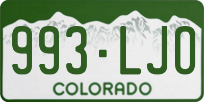 CO license plate 993LJO