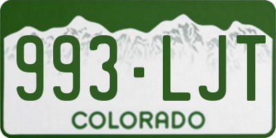 CO license plate 993LJT