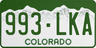 CO license plate 993LKA