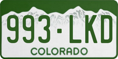 CO license plate 993LKD
