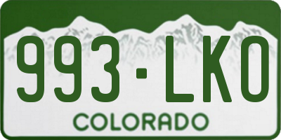 CO license plate 993LKO