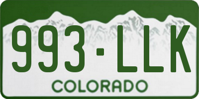 CO license plate 993LLK