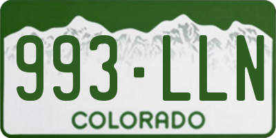 CO license plate 993LLN
