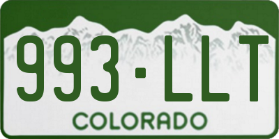 CO license plate 993LLT