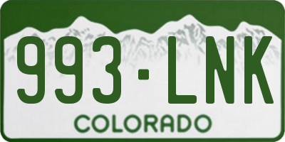 CO license plate 993LNK