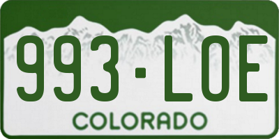 CO license plate 993LOE