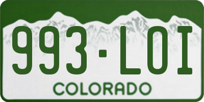 CO license plate 993LOI