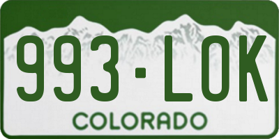 CO license plate 993LOK