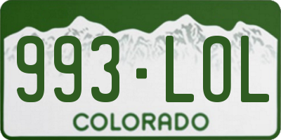 CO license plate 993LOL