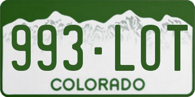 CO license plate 993LOT