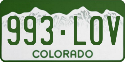 CO license plate 993LOV