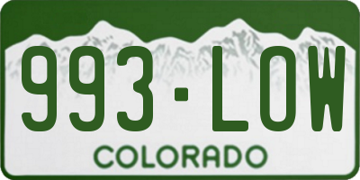 CO license plate 993LOW