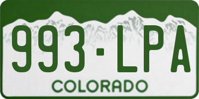 CO license plate 993LPA