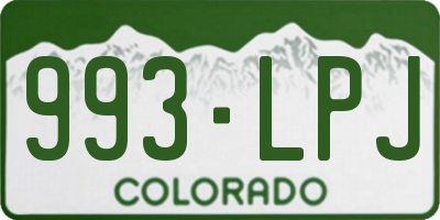 CO license plate 993LPJ
