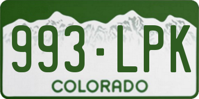 CO license plate 993LPK