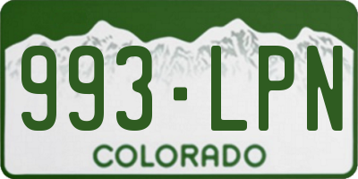 CO license plate 993LPN