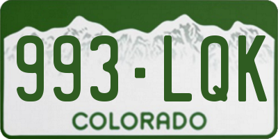 CO license plate 993LQK