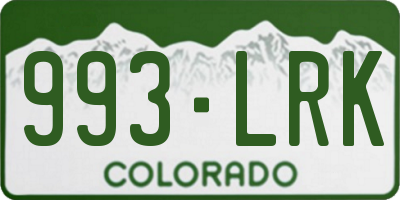 CO license plate 993LRK