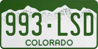 CO license plate 993LSD