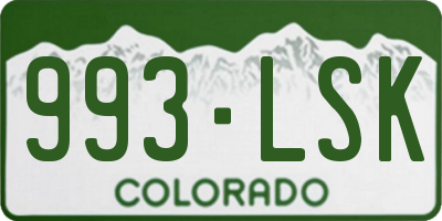 CO license plate 993LSK