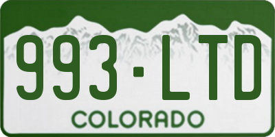 CO license plate 993LTD