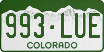 CO license plate 993LUE