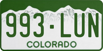 CO license plate 993LUN